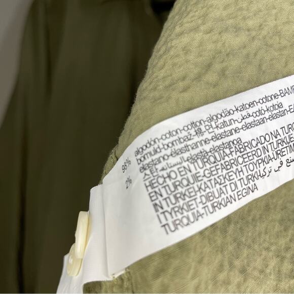 Zara Olive Green Relaxed Fit Long Sleeve Button Down Blouse Top Women Size Small - Picture 4 of 5